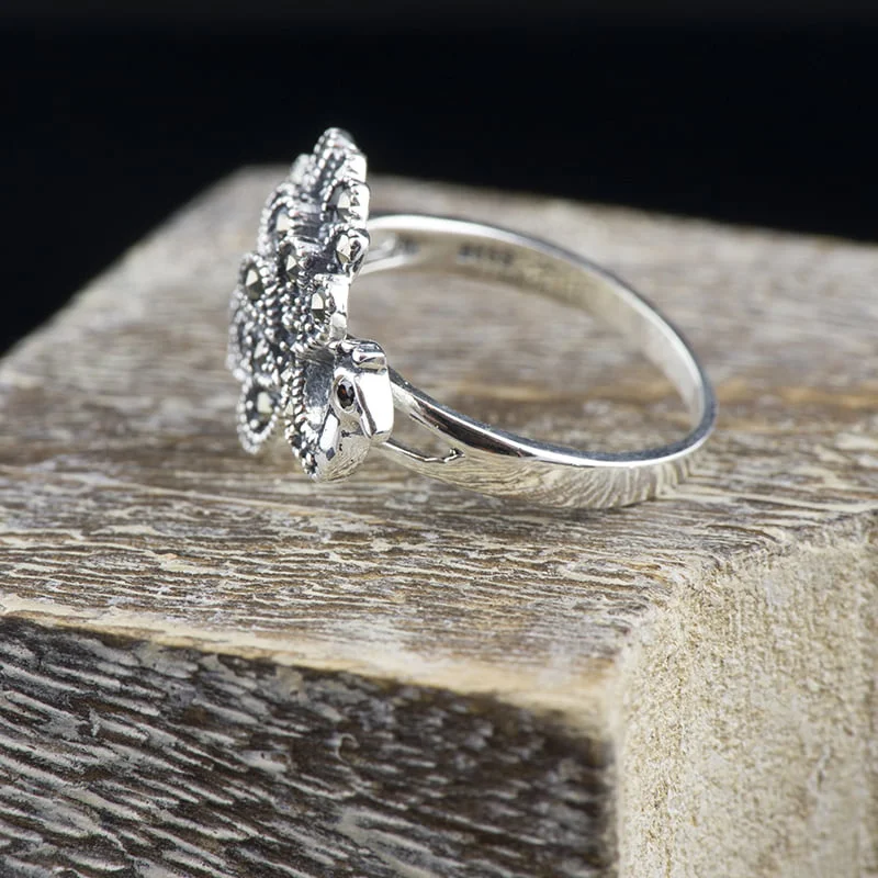 Inel din argint, cu marcasite. 6 Inel din argint, cu marcasite. - imagine 4