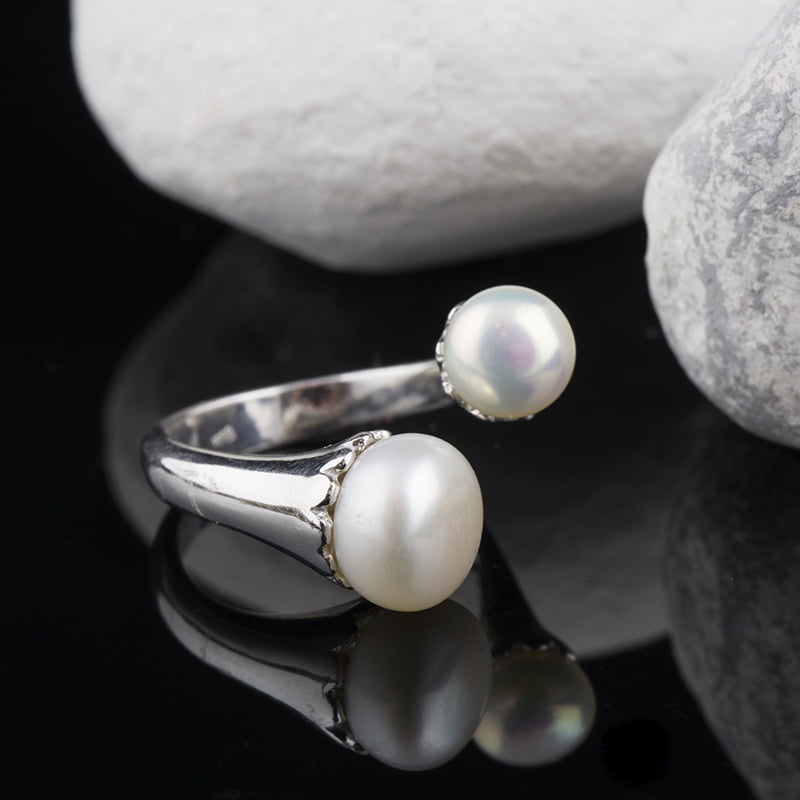 Inel din argint, cu perle, reglabil • argint • Auguri Shop Bijuterii Argint Constanța