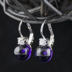 Cercei din argint, cu cristal si ametist 7 Cercei din argint, cu cristal si ametist