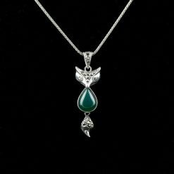 Pandantiv din argint cu crisopraz, marcasite si rubin