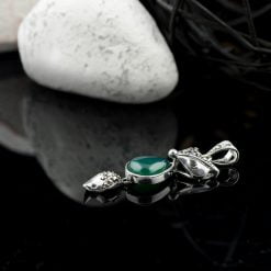 Pandantiv din argint cu crisopraz, marcasite si rubin