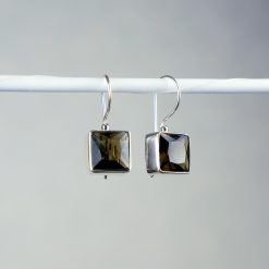 Cercei din argint cu cuart fumuriu