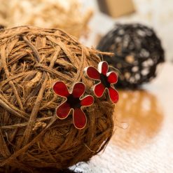 Cercei din argint cu coral