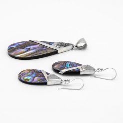 Set argint Pandantiv si cercei cu paua shell