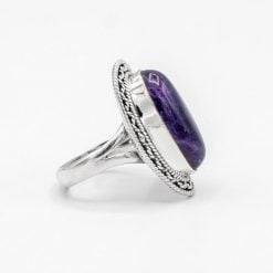 Inel din argint cu ametist cabușon