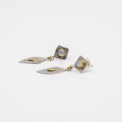 Cercei din argint cu insertii suflate cu aur cu piatra lunii