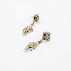 Cercei din argint cu insertii suflate cu aur cu piatra lunii