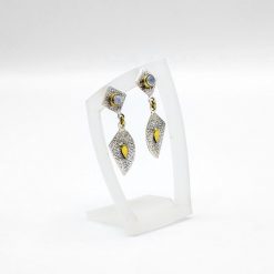 Cercei din argint cu insertii suflate cu aur cu piatra lunii