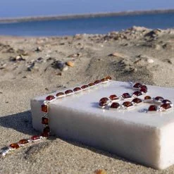 Bijuterii argint Constanța 49 Brațară din argint cu 16 pietre pătrate de chihlimbar