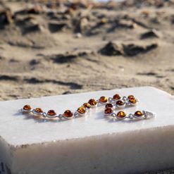 Bijuterii argint Constanța 47 Brațară din argint cu 16 pietre rotunde de chihlimbar