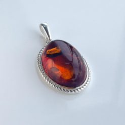 Bijuterii argint Constanța 30 Pandantiv chihlimbar coniac