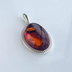 Bijuterii argint Constanța 30 Pandantiv chihlimbar coniac