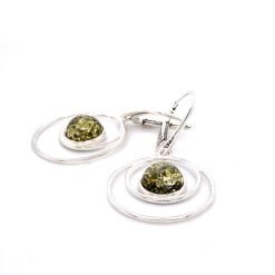 Cercei chihlimbar și argint cu tijă